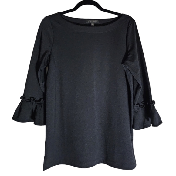 Banana Republic Dresses & Skirts - Banana Republic Black Frill Long Sleeve Mini Dress/Long Blouse, Size Small